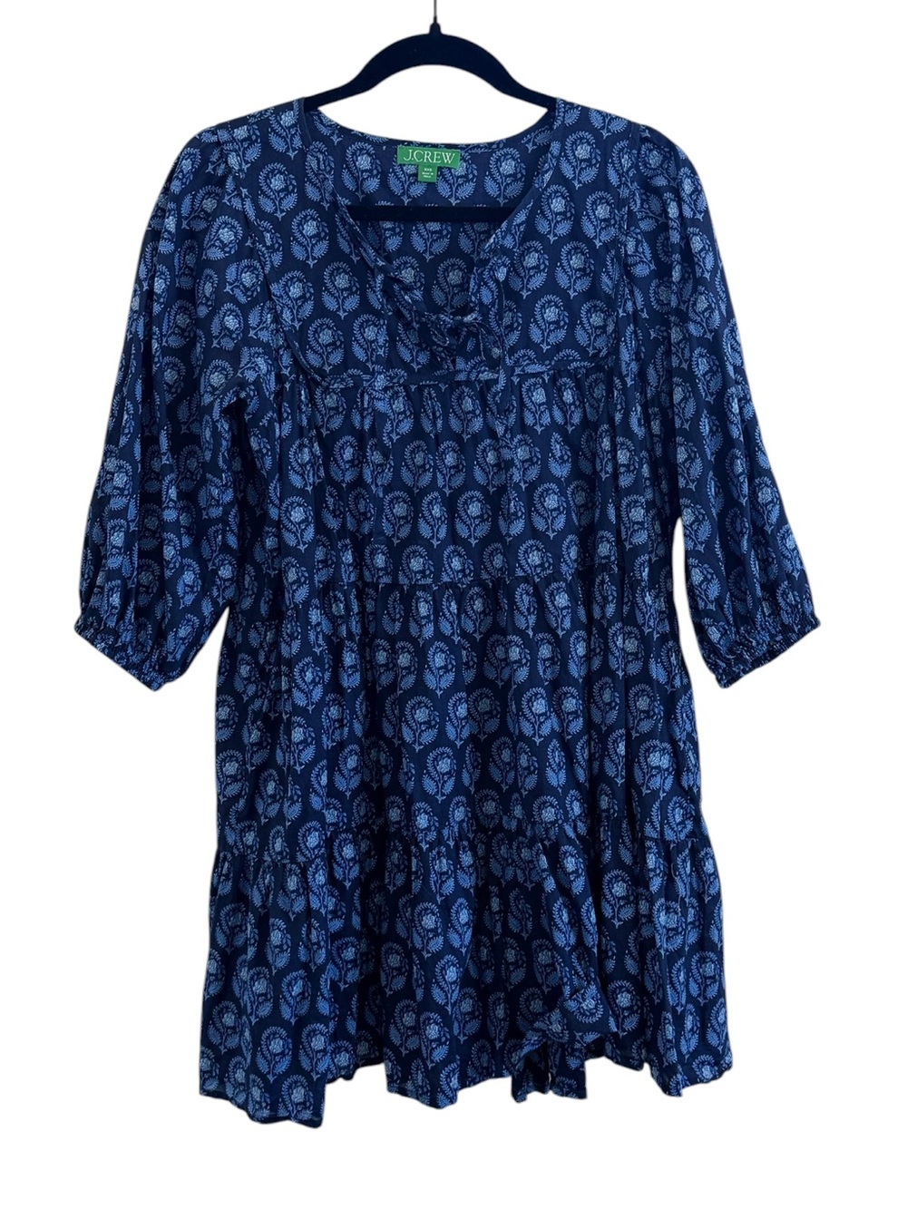 J. Crew Cotton voile cover-up mini dress in navy bouquet block print